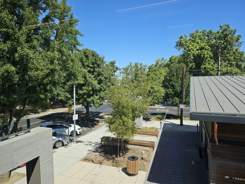 view from the second floor of the library